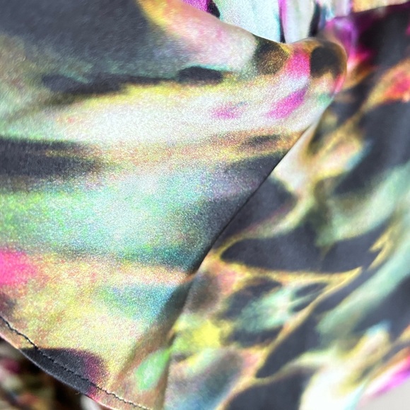 ICB New York Silk Short Sleeve Mini Multicolored Abstract Dress Lined  Size 2 - Picture 12 of 12
